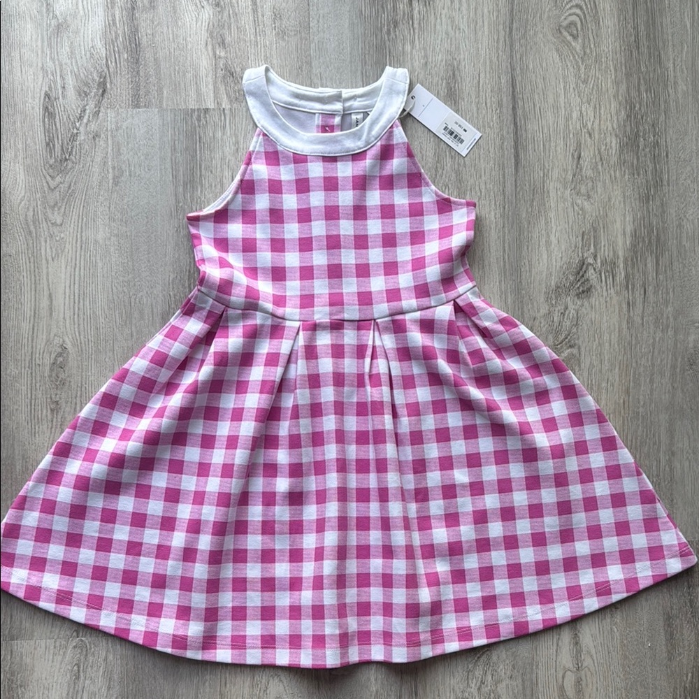 Janie & Jack girls size 6 Pink Gingham Dress NWT